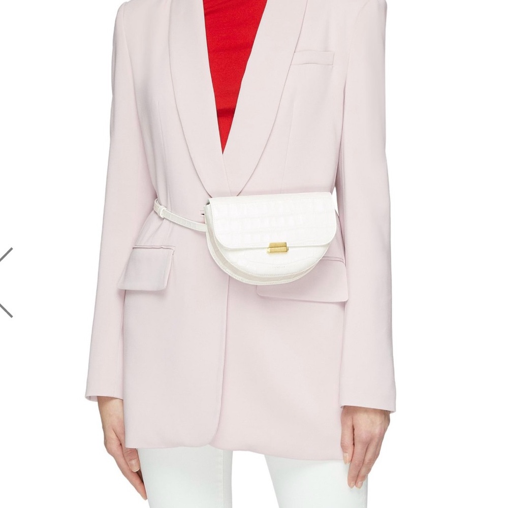 Wandler White Anna Croc-Embossed Belt Bag